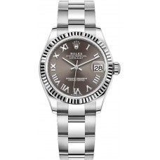 Réplique Rolex Datejust 31 Rolesor Blanc Bracelet Oyster Cadran Gris Foncé m278274-0021