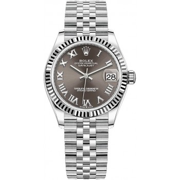 Réplique Rolex Datejust 31 Rolesor Blanc Bracelet Jubilee Cadran Gris Foncé