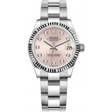 Réplique Rolex Datejust 31 Bracelet Oyster à Cadran Blanc Rolesor Serti De Diamants m278274-0031