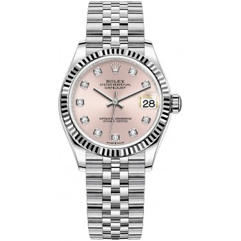 Réplique Rolex Datejust 31 Rolesor Blanc Bracelet Jubilee Cadran Rose m278274-0032