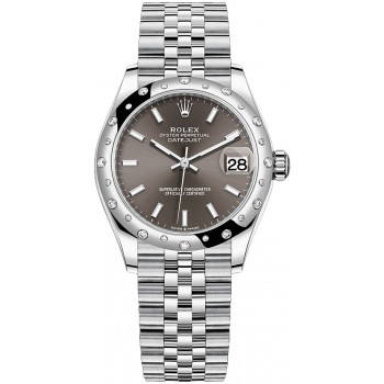 Réplique Rolex Datejust 31 Rolesor Blanc Bracelet Jubilee Cadran Gris Foncé