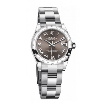 Réplique Rolex Datejust 31 Rolesor Blanc Bracelet Oyster Cadran Gris Foncé m278344rbr-0023