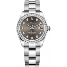 Réplique Rolex Datejust 31 Rolesor Blanc Bracelet Oyster Cadran Gris Foncé m278384rbr-0009