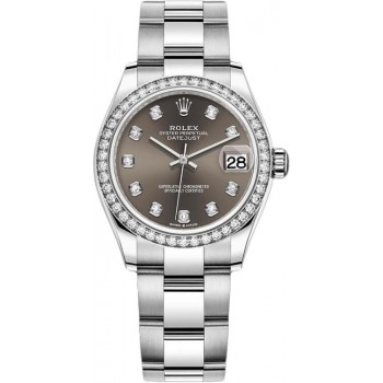 Réplique Rolex Datejust 31 Rolesor Blanc Bracelet Oyster Cadran Gris Foncé m278384rbr-0009