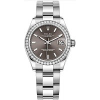 Réplique Rolex Datejust 31 Rolesor Blanc Bracelet Oyster Cadran Gris Foncé m278384rbr-0019