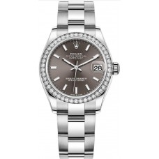 Réplique Rolex Datejust 31 Rolesor Blanc Bracelet Oyster Cadran Gris Foncé m278384rbr-0019