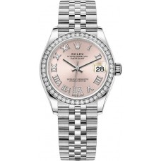 Réplique Rolex Datejust 31 Rolesor Blanc Cadran Serti De Diamants Roses Jubilee m278384rbr-0028