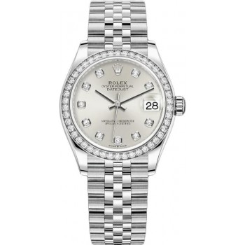 Réplique Rolex Datejust 31 Bracelet Jubilee En Argent Serti De Diamants Blancs m278384rbr-0034