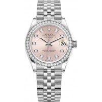 Réplique Rolex Datejust 31 Bracelet Jubilee à Cadran Blanc Rolesor Rose Serti de Diamants m278384rbr-0036