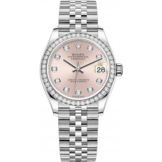 Réplique Rolex Datejust 31 Bracelet Jubilee à Cadran Blanc Rolesor Rose Serti de Diamants m278384rbr-0036