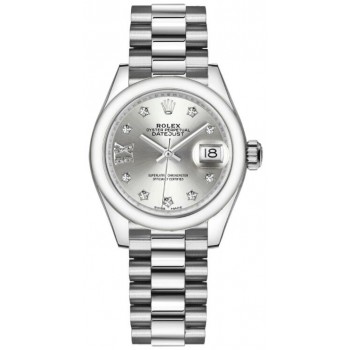 Réplique Rolex Datejust Bracelet Président En Argent Platine Serti De Diamants m279166-0001