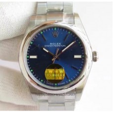 Réplique montre Oyster Perpetual 39 114300 en acier inoxydable cadran bleu