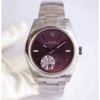 Réplique montre Oyster Perpetual 39 114300 cadran rouge en acier inoxydable