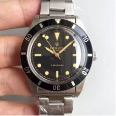 Réplique montre Submariner 6538 cadran noir en acier inoxydable Big Crown