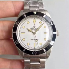 Réplique montre Submariner 6538 cadran blanc en acier inoxydable Big Crown