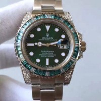 Réplique montre Submariner Date 116610LV cadran vert en acier inoxydable et diamants