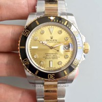 Réplique montre Submariner Date 116613LN Cadran À Champagne En Acier Inoxydable Et Or Jaune 24K