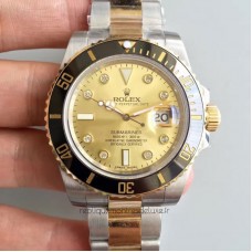 Réplique montre Submariner Date 116613LN Cadran À Champagne En Acier Inoxydable Et Or Jaune 24K