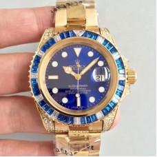 Réplique montre Submariner Date 116618LB Cadran Bleu En Or Jaune Et Diamants