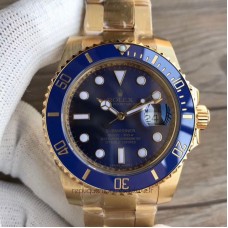 Réplique montre Submariner Date 116618LB Cadran Bleu Emballé En Or Jaune 18K