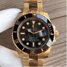 Réplique montre Submariner Date 116618LN Cadran Noir Emballé En Or Jaune 18K