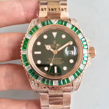 Réplique montre Submariner Date 116618LV Cadran Vert - Or Rose