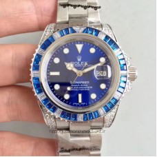 Réplique montre Submariner Date 116619LB Cadran Bleu En Acier Inoxydable Et Diamants