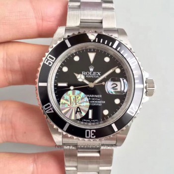 Réplique montre Submariner Date 16610 V2 Cadran Noir En Acier Inoxydable