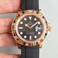 Réplique montre Yacht-Master 40 116695 Cadran Noir - Or Rose et Diamants