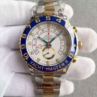 Réplique montre Yacht-Master II 116681 cadran blanc en acier inoxydable et or jaune