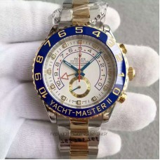 Réplique montre Yacht-Master II 116681 cadran blanc en acier inoxydable et or jaune