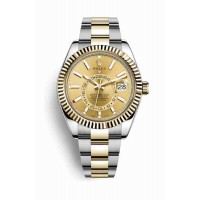 Rolex Sky-Dweller Yellow Rolesor Oyster Steel jaune or 326933 Cadran champagne