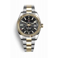 Réplique Montre Rolex Sky-Dweller Yellow Rolesor Oystersteel or jaune 326933 cadran noir