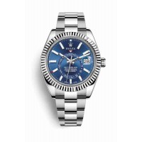 Réplique Montre Rolex Sky-Dweller White Rolesor Oyster Steel or blanc 326934 cadran bleu