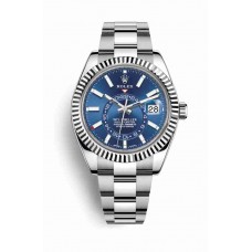 Réplique Montre Rolex Sky-Dweller White Rolesor Oyster Steel or blanc 326934 cadran bleu