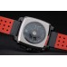 Tag Heuer Monaco Bracelet en cuir perforé noir-rouge Cadran noir 80309