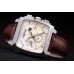 Tag Heuer Monaco Boîtier en acier inoxydable brossé Cadran blanc Bracelet en cuir brun