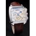 Tag Heuer Monaco Boîtier en acier inoxydable brossé Cadran blanc Bracelet en cuir brun