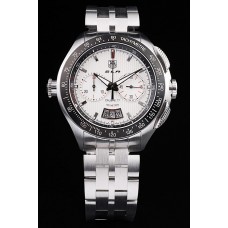 Tag Heuer Swiss SLR Lunette de tachymètre en acier inoxydable Cadran blanc