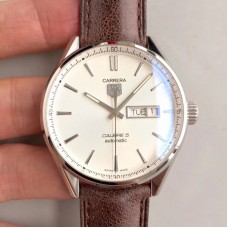 Replique Tag Heuer Carrera Calibre 5 Day-Date 41MM WAR201B. FC6291 Acier inoxydable Blanc Cadran Calibre 5 