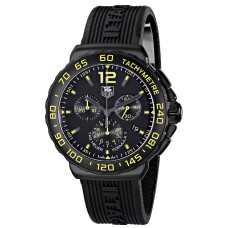 Réplique Montre Tag Heuer Formula 1 Chronographe Cadran Noir & Jaune Caoutchouc Noir CAU111EFT6024