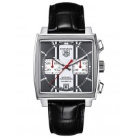 Réplique Montre Tag Heuer Monaco Chronographe Automatique Cadran Noir Cuir Noir CAW211N.FC6177