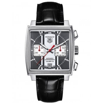 Réplique Montre Tag Heuer Monaco Chronographe Automatique Cadran Noir Cuir Noir CAW211N.FC6177