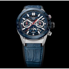 Réplique Montre TAG Heuer CBG2011.FC6430 Carrera Calibre Heuer 02 43 Acier Inoxydable/Céramique Bleue/Alligator