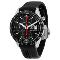 Réplique Montre Tag Heuer Carrera Chronographe Automatique Cadran Noir Caoutchouc Noir CV201AK.FT6040