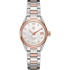 Réplique Montre Tag Heuer Carrera Nacre Diamant Acier Or Rose 18K Femme WAR2452.BD0777