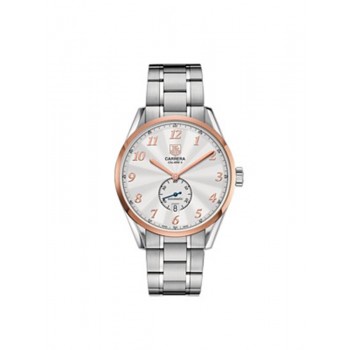 Réplique Montre Tag Heuer Carrera Heritage Cadran Argent Automatique Acier et Or Rose 18kt