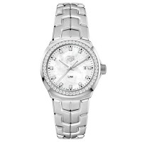 Réplique Montre TAG Heuer LINK en nacre blanche avec cadran en diamant et lunette en diamant WBC1316.BA0600