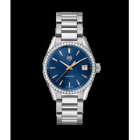 Réplique Montre Tag Heuer Carrera Dame Quartz cadran bleu avec lunette en diamants unisexe