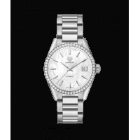 Réplique Montre Tag Heuer Carrera Calibre 5 Dame Automatique Cadran Blanc Diamants WBK2316.BA0652